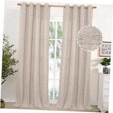 Extre Long Linen Curtains 102 Inch Long for 52"W x 102"L Pack of 2 Natural