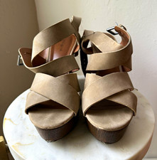 Vintage Beige/Brown Strappy Wedge Heels