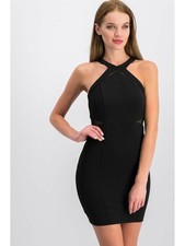 B DARLIN Womens Body Con Mini Dress Black Halter Evening Juniors 1516
