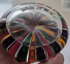 Unique Vintage Hand Blown 3D Multi Striped Art Glass Paperweight 3 Inches Wide — photo 7
