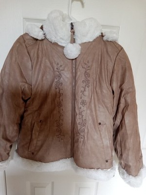 Amy Byer Girl's Brown/White reversible Jacket Sz 10-12