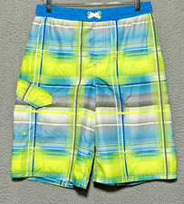 OP Swim Trunks Shorts 2XL Youth 30X11 Teal Gray Yellow Hawaiian Ocean Board Swim