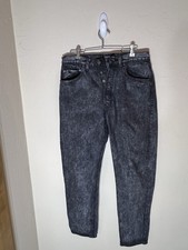 1980s Vintage Acid Washed Black Button Fly 501 Jeans 32x30