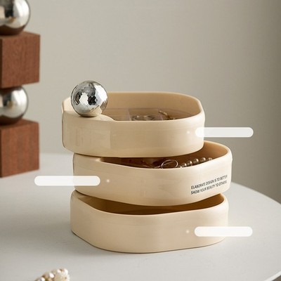 Rotating Jewelry Storage Box 3 Tier Space Saving Jewelry Organizer Tray For SET
