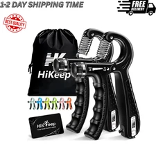 2 Hand Grip Strengthener Power Trainer Gripper Strength Adjustable Gym Exerciser