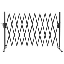 Black 130 In. X 37.4 In. Metal Garden Fence Portable Folding Barrier Gate
