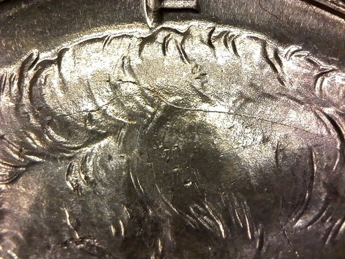 1966 Silver Kennedy Half Dollar Brilliant UNC Die Crack Skull OBV and REV Error