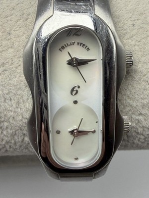Philip Stein Signature Dual Time New Batteries Ladies MOP Watch 18MM 7''