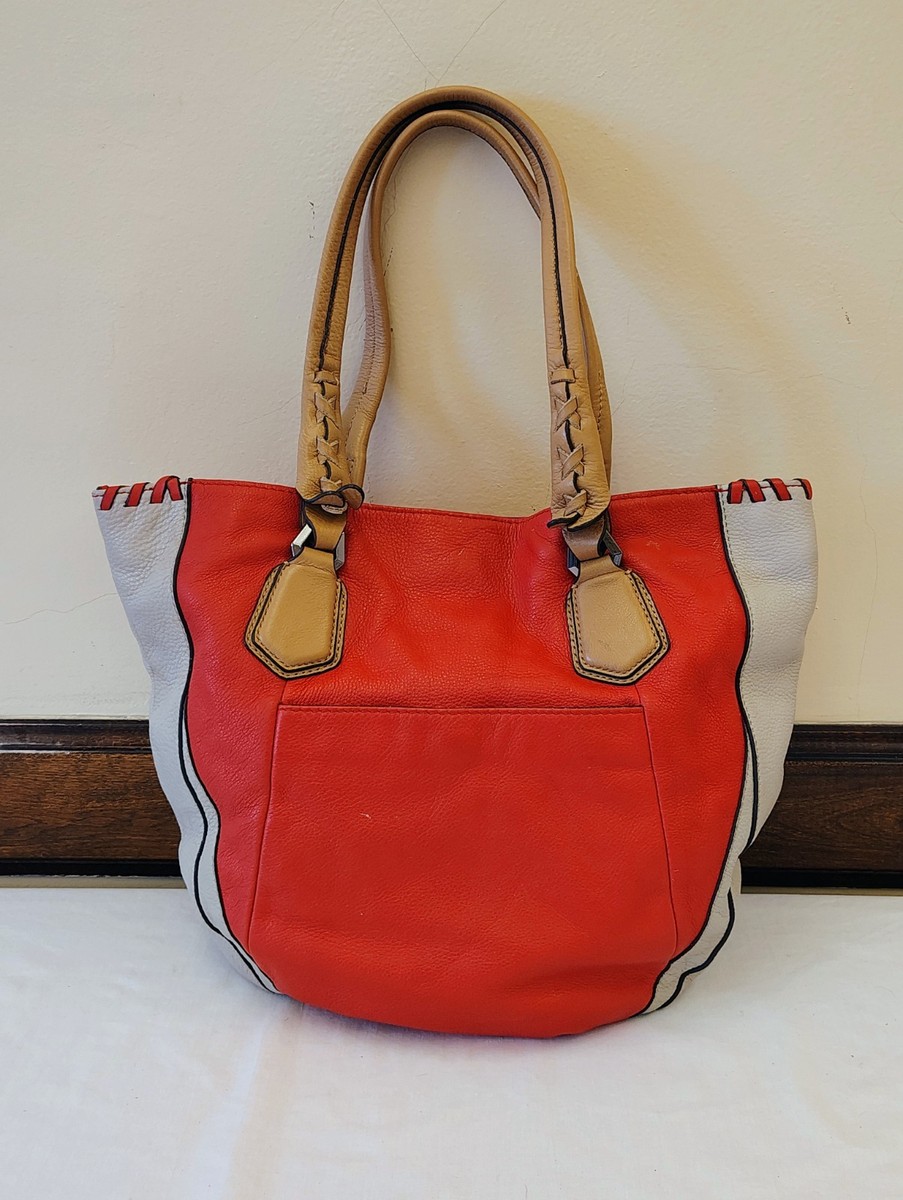 OrYANY Lyssie Soft Pebbled Leather Color-Block Tote - BERRY Red - A252525 View 2