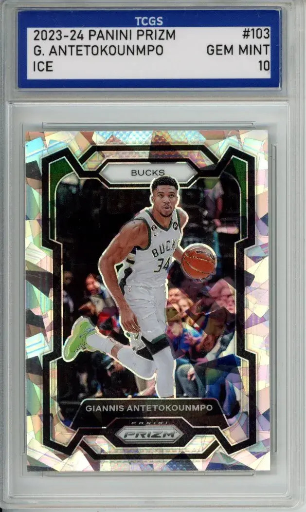 2023-24 PANINI PRIZM ICE #103 GIANNIS ANTETOKOUNMPO TCGS GEM MINT 10 N1