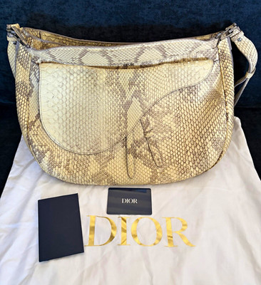 Dior Beige/Gray Real Python Messenger Bag, Limited Edition, Dust Bag & C/A