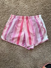 Nike Dri-FIT Women's Pink/White Striped Athletic Shorts XL Elastic Waist