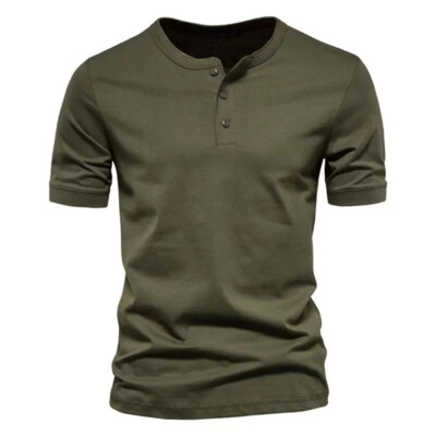 Summer Button Up T Shirt Mens Solid Color Short Sleeve Casual Dress Black White