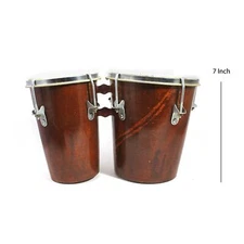 Professional Wooden Bongo Drum Bango Set Joint Body Dholak Natural Wood Brown