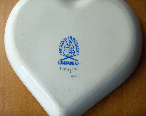 Herend Hungary Bird on Branch heart shaped tray~porcelain~MINT-No Reserve - Picture 3 of 3