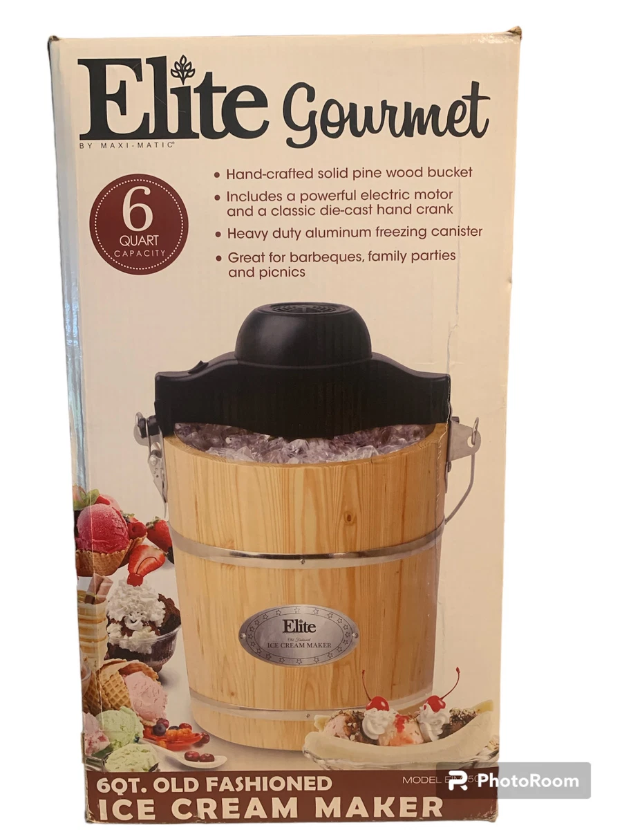 Elite Gourmet 6-Qt. Old Fashioned Pine Bucket Electric Ice Cream