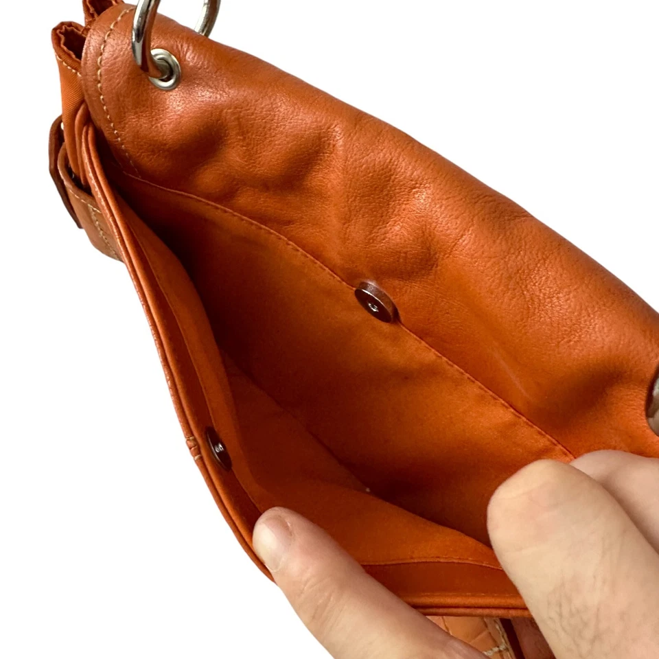 De Colección Y2K Años 90 Naranja Neón Cocodrilo Hombro Hobo Cartera Solapa Rave Kidcore Hada Foto 3 de 4