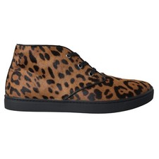 DOLCE & GABBANA Zapatos Tenis Marrón Leopardo Pelo de Poni Cuero EU40/US7 1300usd