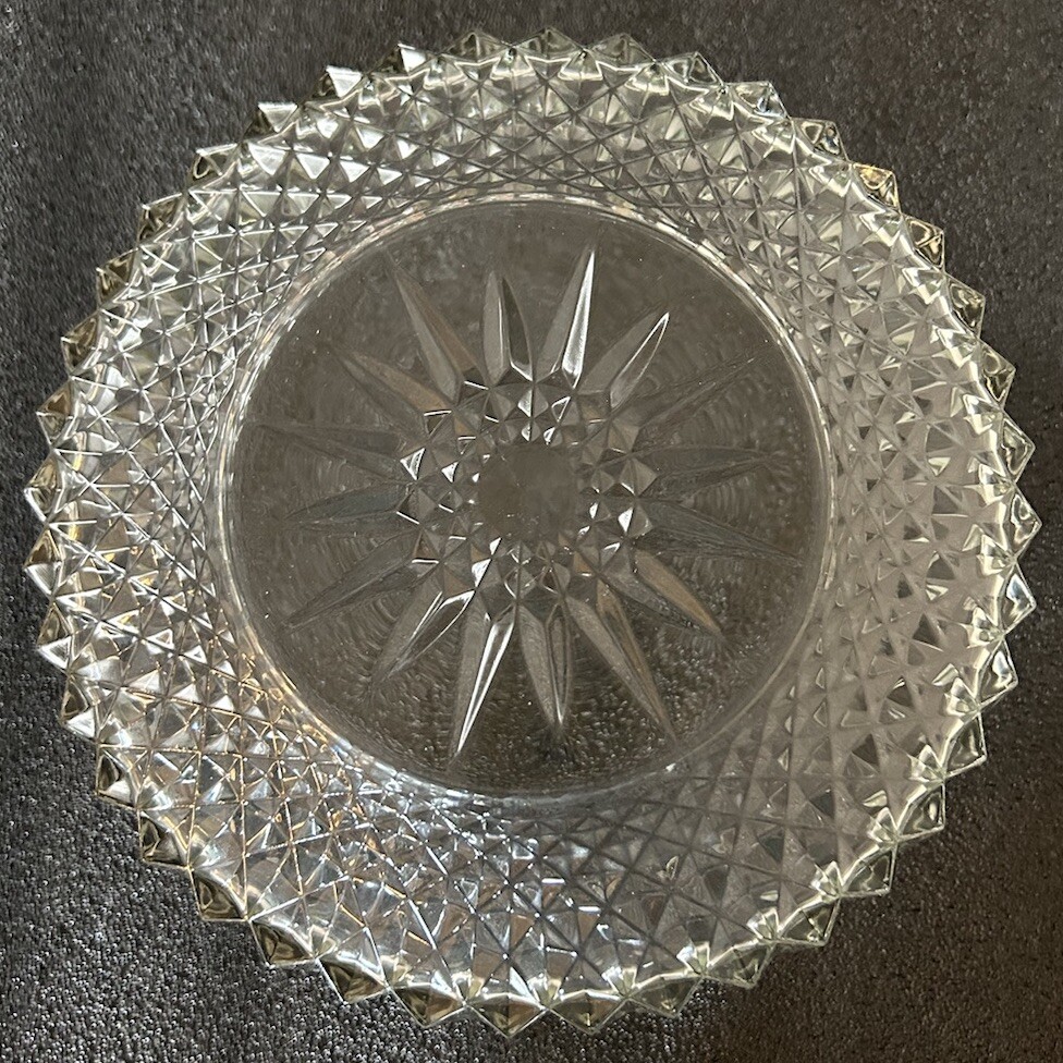 Vintage ARCOROC USA 9-inch Starburst Cut Glass Serving Bowl Made in USA