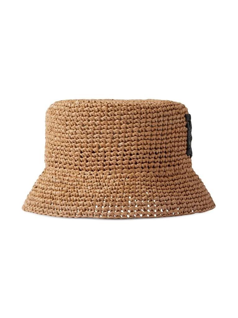 VACATION-READY! Burberry TB Raffia-Effect Crochet Bucket Hat