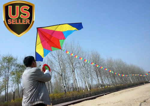 Rainbow Delta Kite Single Line Kite with Long Tail for Kids and Adults Outdoo... - Picture 5 of 6