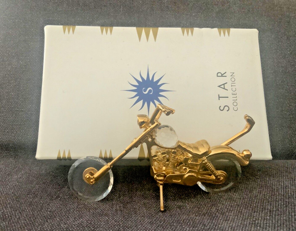 AUSTRIA STAR COLLECTION CRYSTAL GOLD STUDDED MOTORCYCLE BIKE HARLEY DECOR 66.340