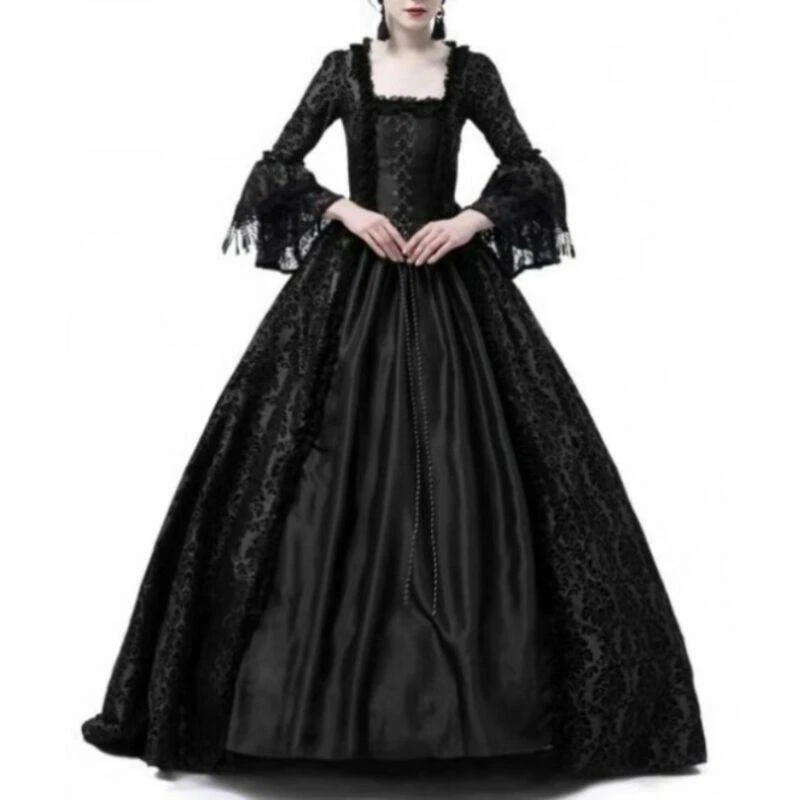 Mujer Retro Juegos con disfraces Princesa Medieval Vestido Vestido de Baile Disfraz Fiesta Moda Foto 3 de 4