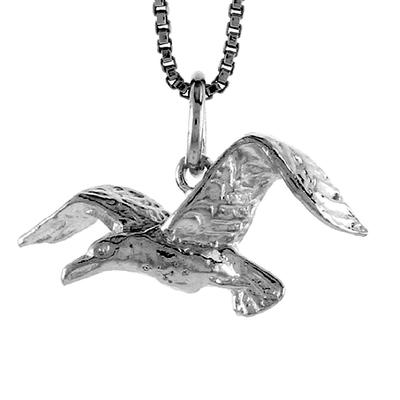 Sterling Silver Seagull 3D Pendant / Charm, Italian Box Chain