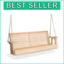 Natural Cedar Porch Swing – Heavy Duty, Ergonomic Design for Outdoor Relaxation