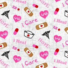 Medical Nurses Cotton Fabric - 44" Wide - Sold by The Yard & Bolt