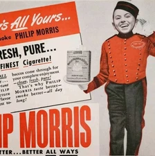 1947 Philip Morris Cigarettes Advertisement Tobacco Bell Hop Boy DWPP23
