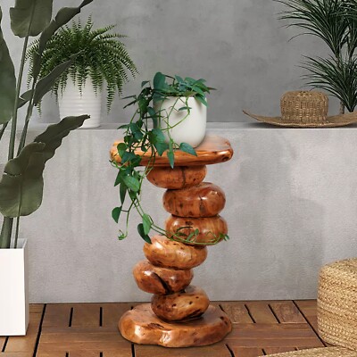 GREENAGE Cedar Roots Multibeads Stand Stool Tree Stump Side Table 23.6'' H Rustic