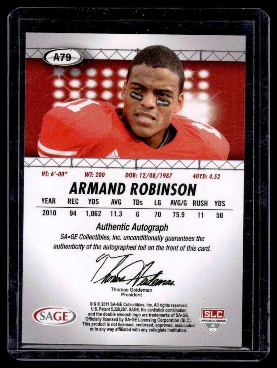 2011 SAGE HIT Autographs Armand Robinson Auto Miami Ohio RedHawks