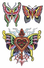 Traditional butterflies temporary tattoo. Peel and stick Laser printed