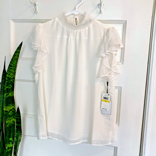 Flutter Sleeve Top Women's Blouses Size Medium NWT New With Tag $59 Cream White