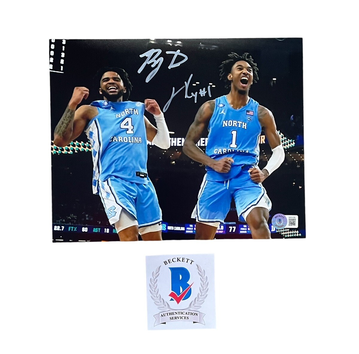 RJ Davis Autographed Signed North Carolina Tar Heels + Leaky Black Photo 8x10 North Carolina TarHeels Auto Beckett 
