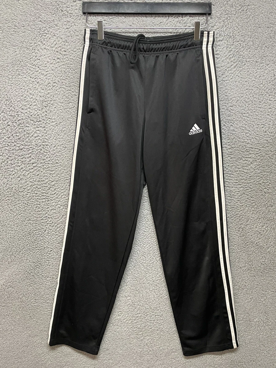 Black adidas pants with white stripes sales