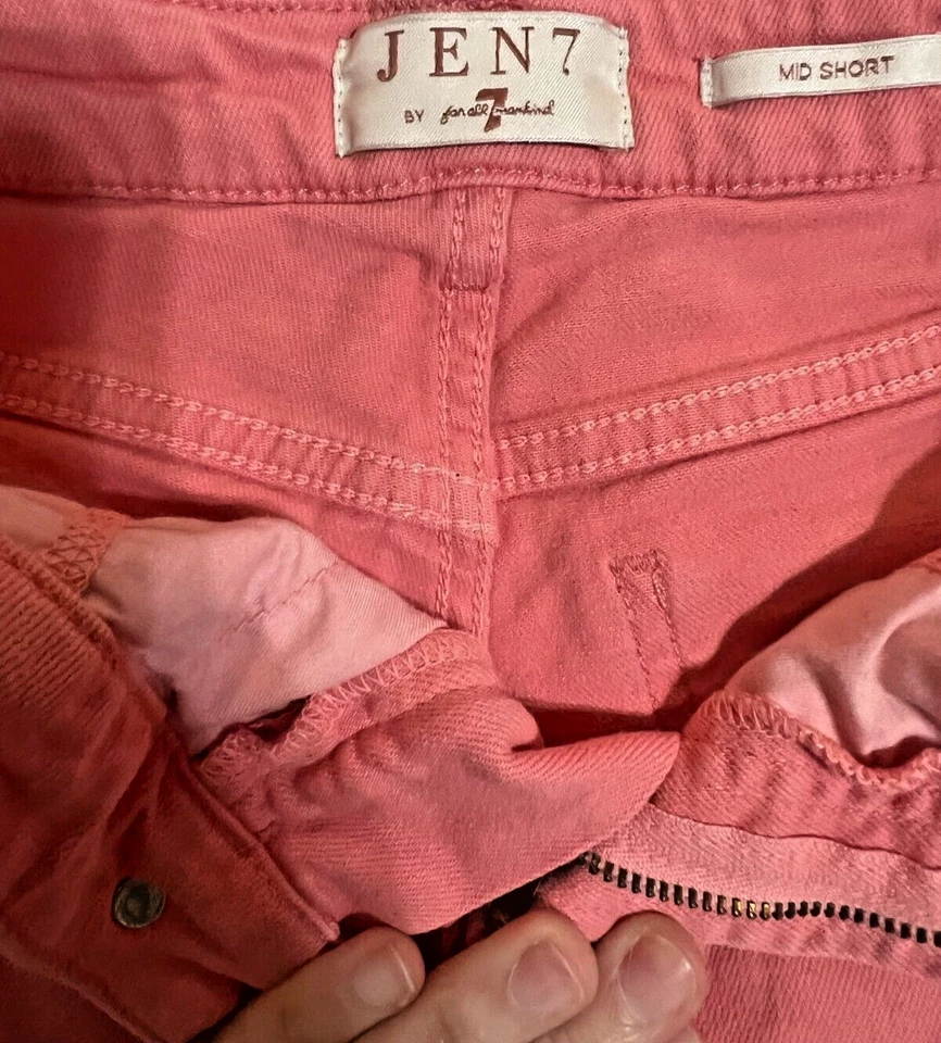 Pantalones Cortos Para Mujer Jen 7 Por 7 Para Toda la Humanidad Talla 0 Flecos Coral Medio Corto Foto 4 de 4