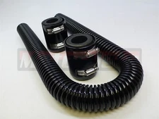 36" Black Stainless Steel Flex Coolant Radiator Hose Kit Aluminum End Cap HotRod