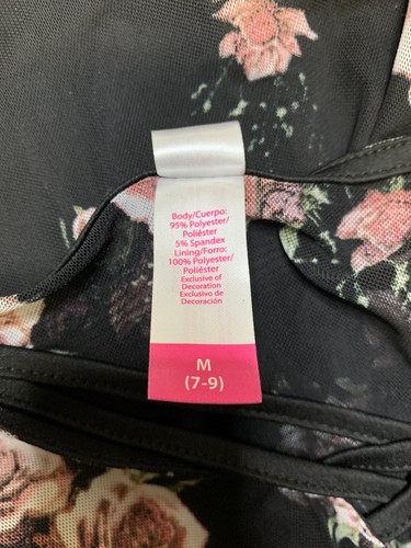 No Boundaries Womens Jumiors Black Floral Cross Short Sleeve Top Medium - Picture 4 of 4