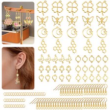 200pcs Metal DIY Earring Hooks Jump Ring Bezel Set DIY for Jewelry Craft Making