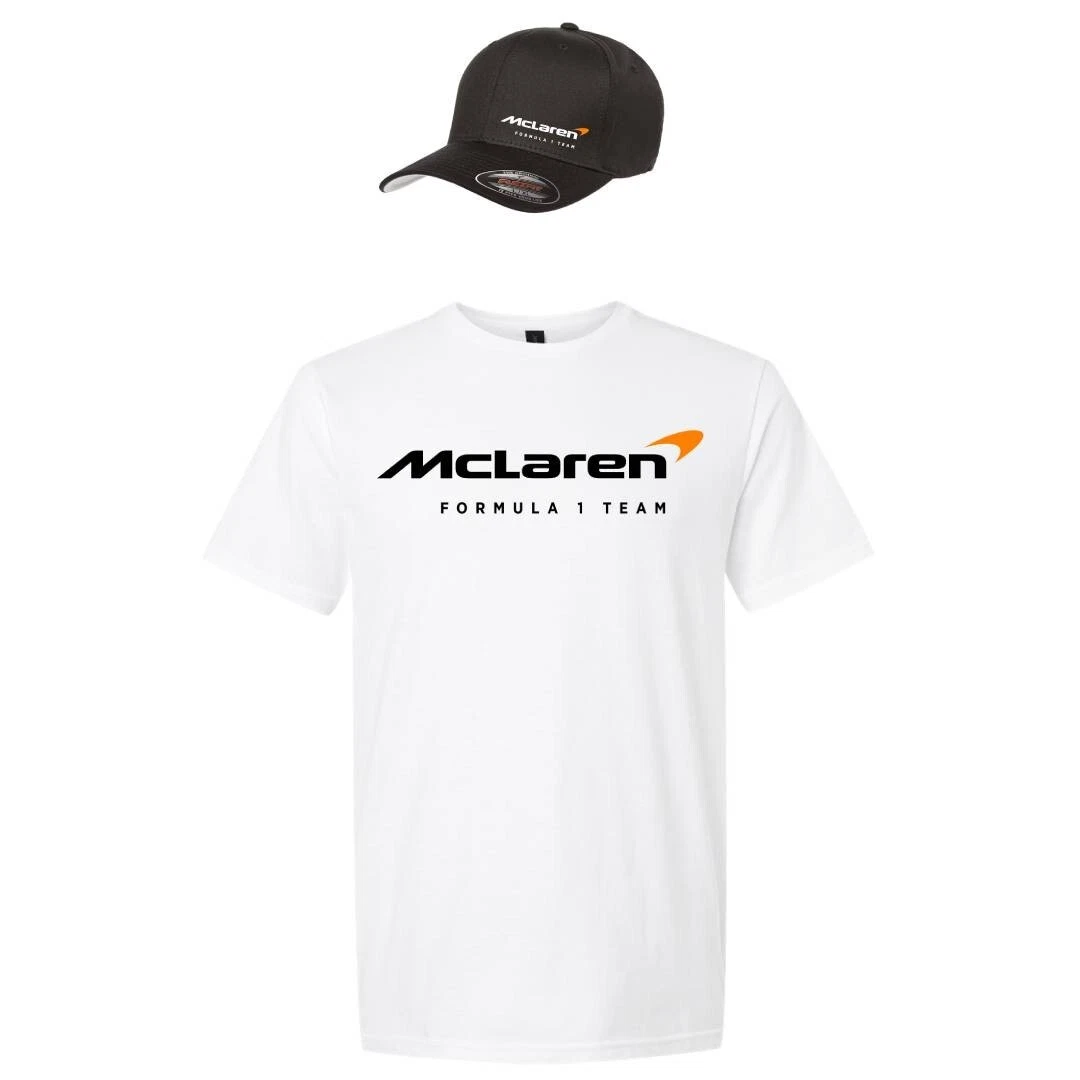 McLaren Racing Team F1 Formula 5001 Hat Flexfit Cap and Gildan T-Shirt Combo Set
Opens in a new wind