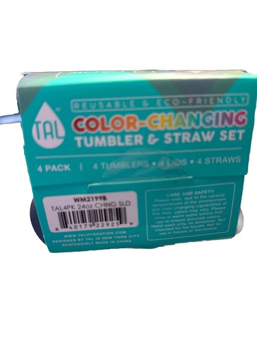 TAL Set di bicchieri e cannucce che cambiano colore 24 oz - Confezione da 4 colori solidi - Foto 5 di 5