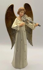 Kurt Adler Angel Of Christmas Resin Figurine Golden Angel W/Violin 10” Figurine