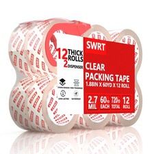 2.7Mil Thick Ultra Clear Packing Tape 12 Rolls Heavy Duty Packaging Tape with...