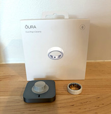 ura Oura Ring 4 Ceramic Smart Ring Activity Tracker White Size 8 Dock