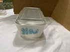 Vintage PYREX Amish Blue Print 1.5 Pint 0502 Fridge Dish & Lid-READ DETAILS