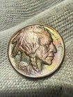 1913-P Type 1 Buffalo Nickel AU+ Flawless High Grade Rainbow Toned