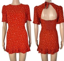 Reformation Alaina Balsam Flutter Sleeve Floral Cutout Mini Summer Dress Size 2