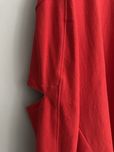 Tibi S Cocoon CrewNeck Sweatshirt Red Pullover Slash Slit Elbow Top Ring - Picture 3 of 12